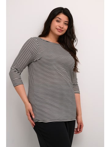 KAFFE curve Langarm-Shirt KCmalle Tight fit in Black/White Stripe