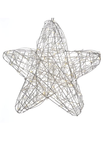 MARELIDA LED Stern Leuchtstern Drahtstern für Außen H: 60cm in silber
