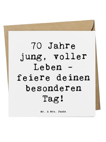 Mr. & Mrs. Panda Faltkarte Spruch 70. Geburtstag Feier mit Spruch in Weiß