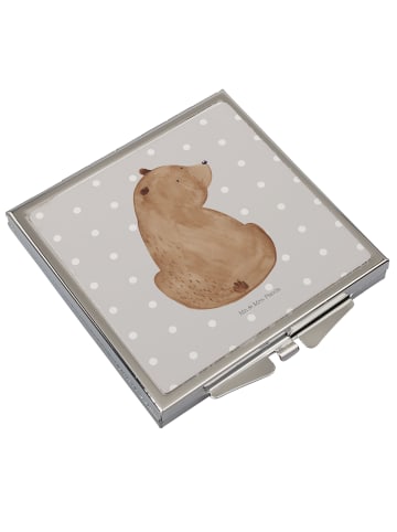 Mr. & Mrs. Panda Handtaschenspiegel quadratisch Bär Schulterblic... in Grau Pastell