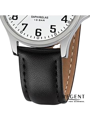 Regent Analog-Armbanduhr Regent Lederarmband schwarz mittel (ca. 36mm)