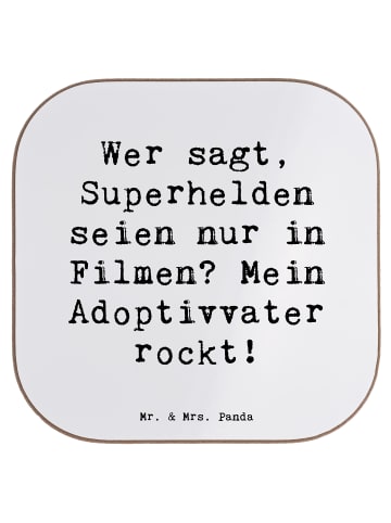 Mr. & Mrs. Panda Untersetzer Adoptivvater Superheld mit Spruch in Weiß