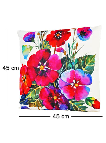 JACK 2er Set Motiv Outdoor Kissenhülle Kissenbezug 45x45cm in Mohnblumen