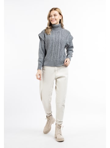 DreiMaster Damen Strickpullover in DUNKELGRAU MELANGE