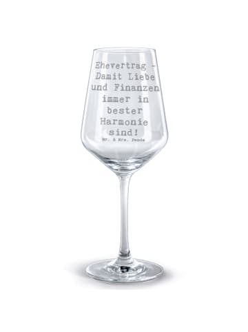 Mr. & Mrs. Panda Rotweinglas mit Gravur Spruch Ehevertrag Liebe ... in Transparent