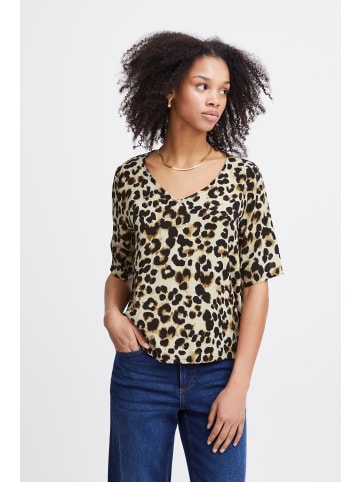 ICHI Kurzarm-Bluse IHMARRAKECH Regular fit in Tannin Leo Aop
