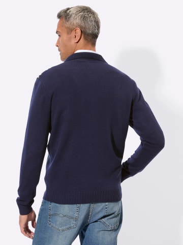 Sieh an! Polopullover in marine-zitrone-gemustert