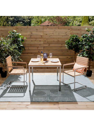 home24 Gartentisch TEAKLINE in Braun / Silber