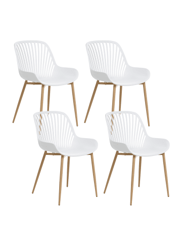 Beliani 4er-Set Esszimmerstuhl KLEVE in Weiß/Braun