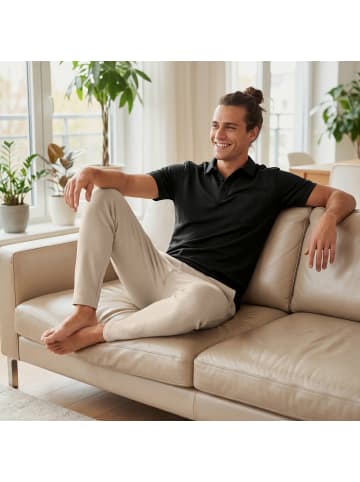 Erwin Müller Piqué Poloshirt LINTIG in schwarz