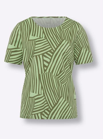 Sieh an! Kurzarmshirt in oliv-reseda-bedruckt