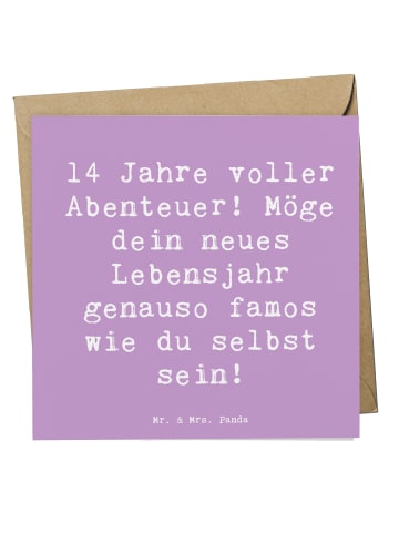 Mr. & Mrs. Panda Einladungskarte Spruch 14. Geburtstag Abenteuer... in Lavendeltraum