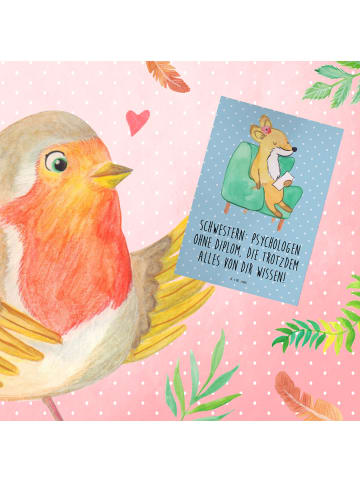 Mr. & Mrs. Panda Grußkarte Schwestern Psychologen mit Spruch in Blau Pastell