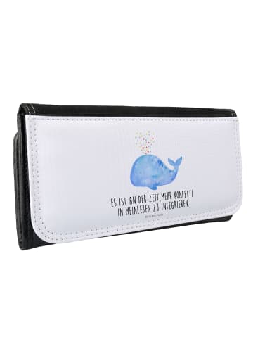 Mr. & Mrs. Panda Portemonnaie für Damen Wal Konfetti mit Spruch in Weiß