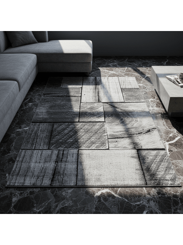 KADIMA DESIGN Teppich Kurzflor Waschbar 3D-Holz DRAU Strapazierfähig OEKO-TEX