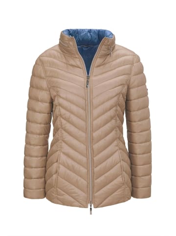 GOLDNER Kurzgröße:  Leichte Steppjacke in knitterarmer Ware in cappuccino / schieferblau