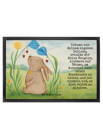 Mr. & Mrs. Panda Fussmatte Hase Blume Design mit Spruch in Weiß