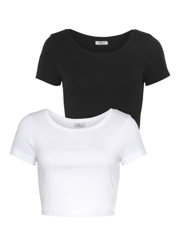 FLASHLIGHTS Kurzarmshirt in schwarz, weiß