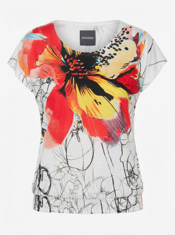 KOROSHI Damen-T-Shirt mit bedruckten kurzen Ärmeln in weiß