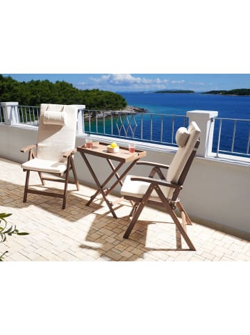 Beliani 3-tlg Klappbare Gartenmöbel AMANTEA PREMIUM in Braun/Beige
