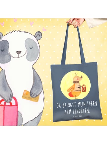 Mr. & Mrs. Panda Schultertasche Glühwürmchen mit Spruch in Indigo Blue