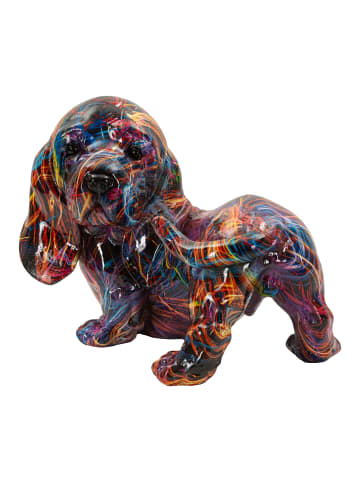 Mauro Ferretti Mehrfarbige, dackelförmige Kunstharzskulptur, 20 x 14 x 16,5 cm