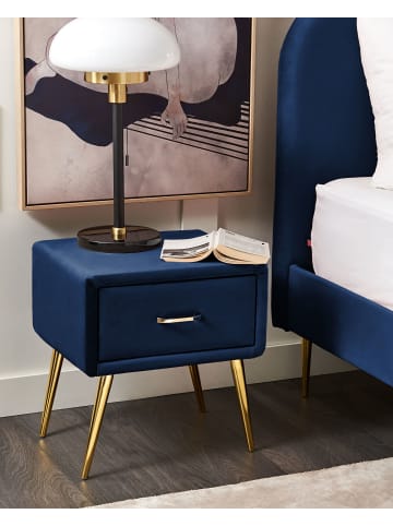 Beliani Nachttisch FLAYAT in Blau/Gold - (W) 46 x (H) 49 x (L) 38 cm