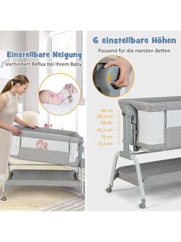 COSTWAY 4 in 1 Babywiege in Grau