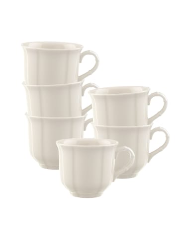 Villeroy & Boch 6er Set Kaffeetassen Manoir 120 ml weiß in weiß