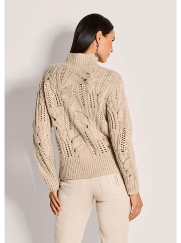 MADELEINE Eleganter Wollpullover  mit Zopfmuster in beige / wollweiß / melange