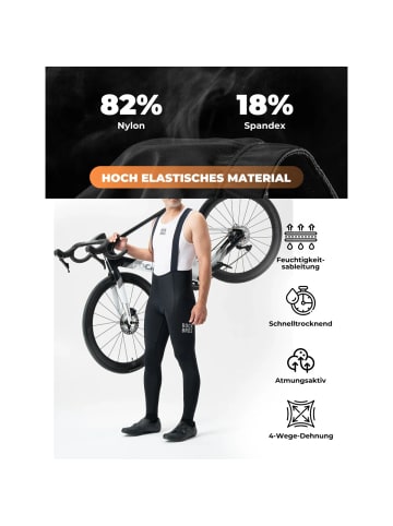 Rockbros Rockbros Lange Radhose Herren mit Trägern Polster atmungsaktiv L in Schwarz