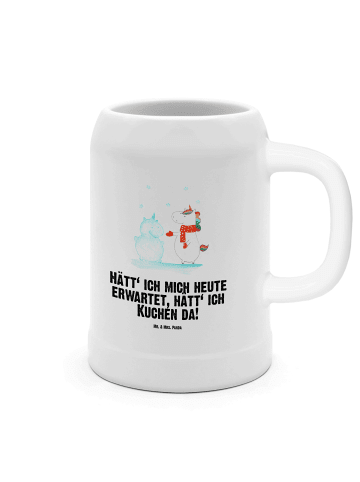 Mr. & Mrs. Panda Bierkrug Einhorn Schneemann mit Spruch in Weiß