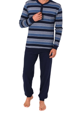 NORMANN Schlafanzug Bündchen Kuschel interlock - 81509 in marine
