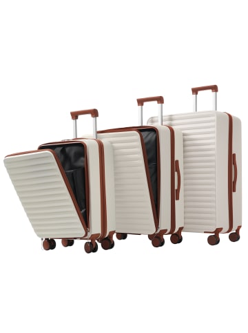 ABRIHOME 3er Koffer Set M-L-XL mit klappbare Getränkehalter, Weiß