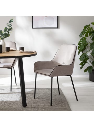 home24 home24 Polsterstuhl 2er-Set im glamourösen Stil in Grau