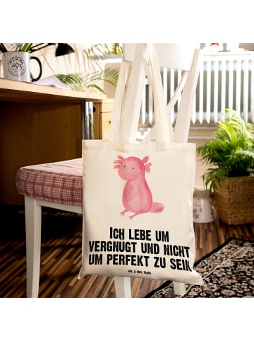 Mr. & Mrs. Panda canvas tasche Axolotl Niedlich mit Spruch in Creme