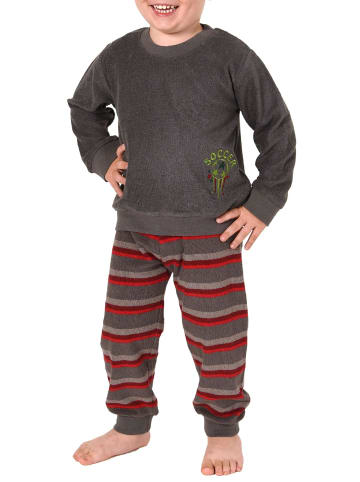 NORMANN Frottee Pyjama Schlafanzug Bündchen Fussball - 50803 in grau