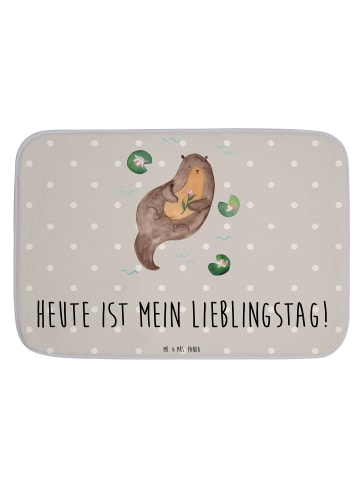 Mr. & Mrs. Panda Badteppich Otter Seerose mit Spruch in Grau Pastell