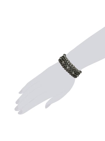 Rafaela Donata Perlen-Armband Muschelkernperle in grau/schwarz
