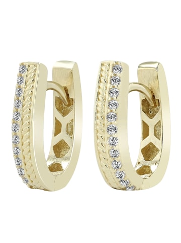 Adeliás Damen Ohrringe – Klappcreole aus 333 Gold mit Zirkonia in gold