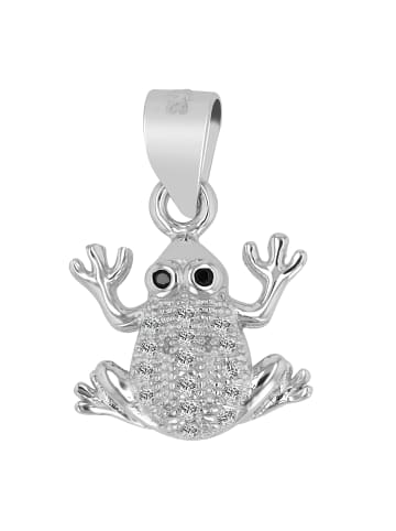 Adeliás Damen Anhänger Frosch aus 925 Silber mit Zirkonia in silber