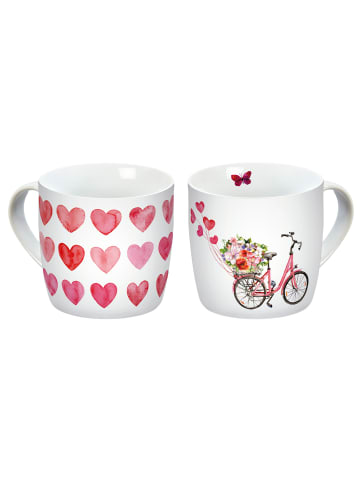 Geda Labels Tasse Watercolor Love 2er Set in Rosa - 250 ml