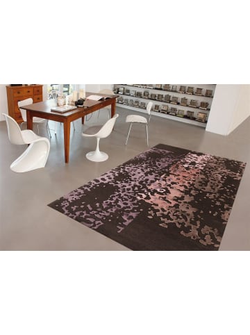 Teppich Boss Kurzflor Teppich Dominik 8051 - Dunkelgrau / Altrosa