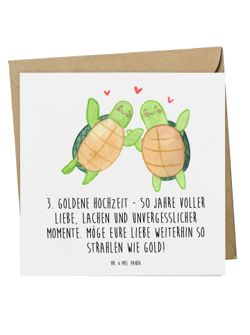 Mr. & Mrs. Panda Deluxe Karte 50. Hochzeitstag mit Spruch in Weiß