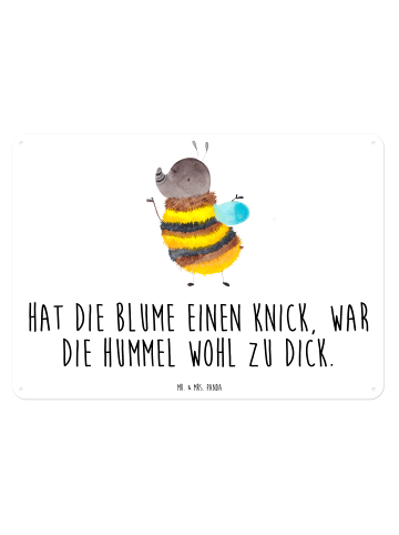 Mr. & Mrs. Panda Blechschild Hummel flauschig mit Spruch in Weiß