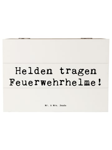 Mr. & Mrs. Panda Holzkiste mit Deckel Spruch Feuerwehrmann Helde... in Weiß