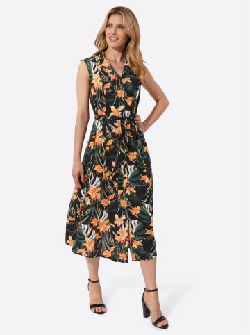 Sieh an! Sommerkleid in schwarz-gelb-bedruckt