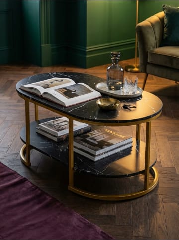 KADIMA DESIGN Couchtisch 100x60x45 cm mit Marmor Optik, Design in Schwarz