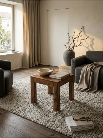 KADIMA DESIGN Tisch Sheeshamholz | Handgefertigt, 45x40x45cm, 50kg Belastbar in Braun