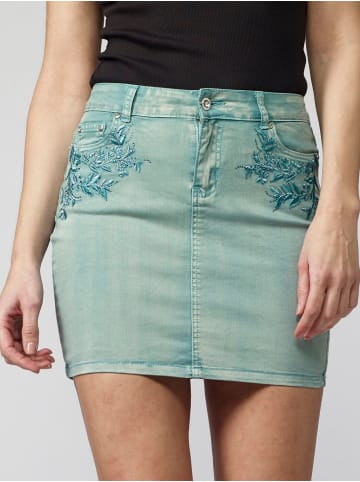 KOROSHI ROCK MIT STICKEREI UND DETAILS IN LUREX in turkis